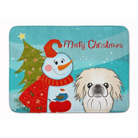 Carolines Treasures Snowman with Pekingese Machine Washable Memory Foam Mat BB1841RUG